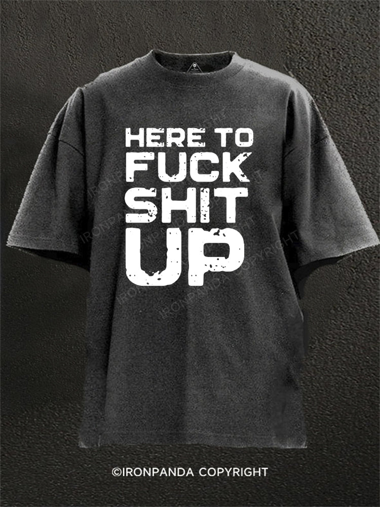 Here To Fuck Shit Up Washed Gym Shirt