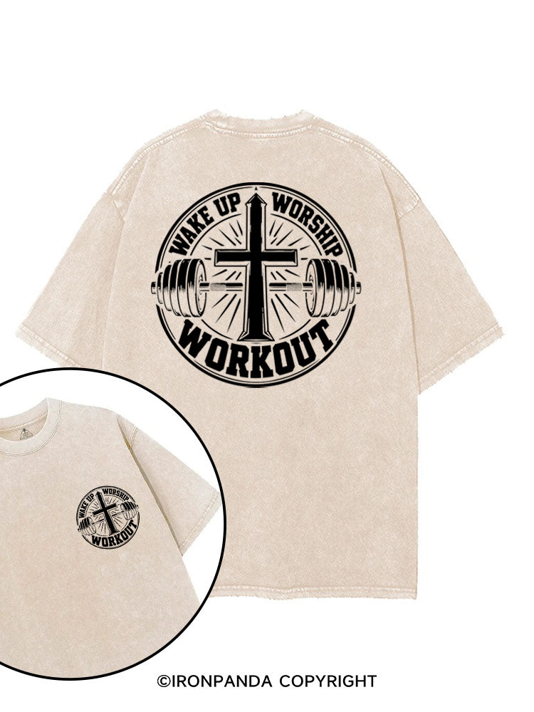WAKE UP WORSHIP WORKOUT CHRISTIAN WORKOUT printed Gym Shirt