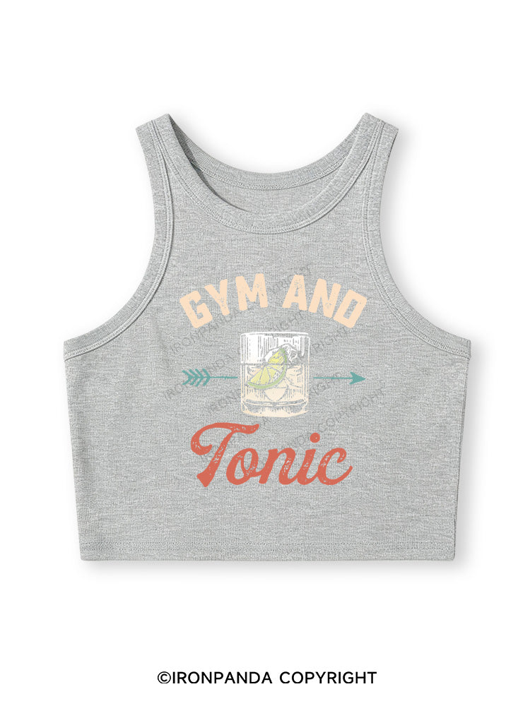 GYM AND TONIC GIN Fitted Crop Tank Top