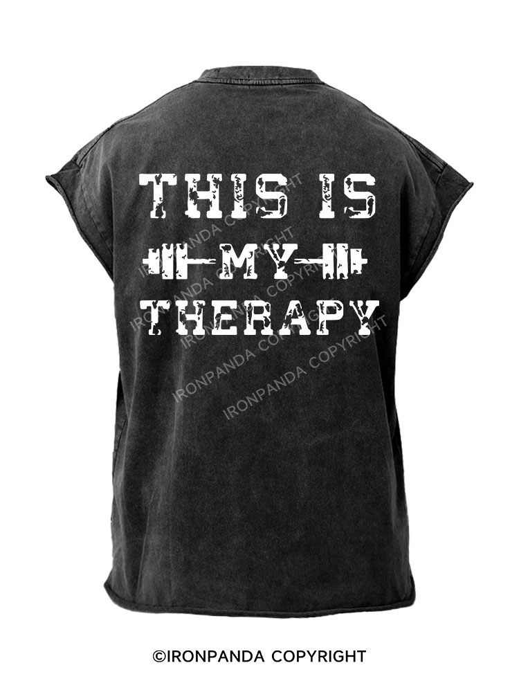 This is My Therapy Back Printed Cut Off Tank