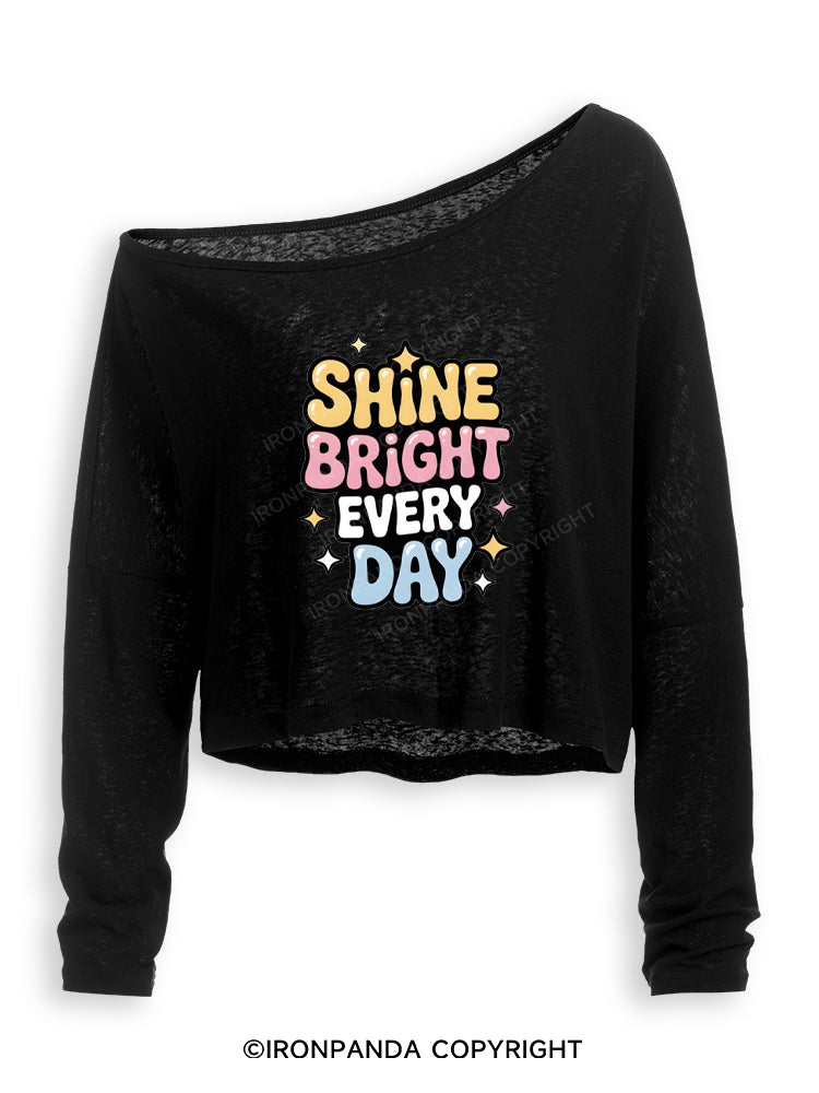 SHINE BRIGHT EVERY DAY Off Shoulder Long Sleeve Crop Top