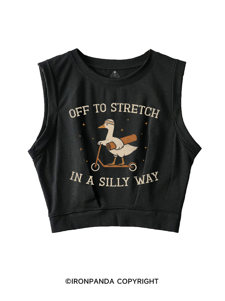 OFF TO STRETCH IN A SILLY WAY SLEEVELESS CROP TOPS