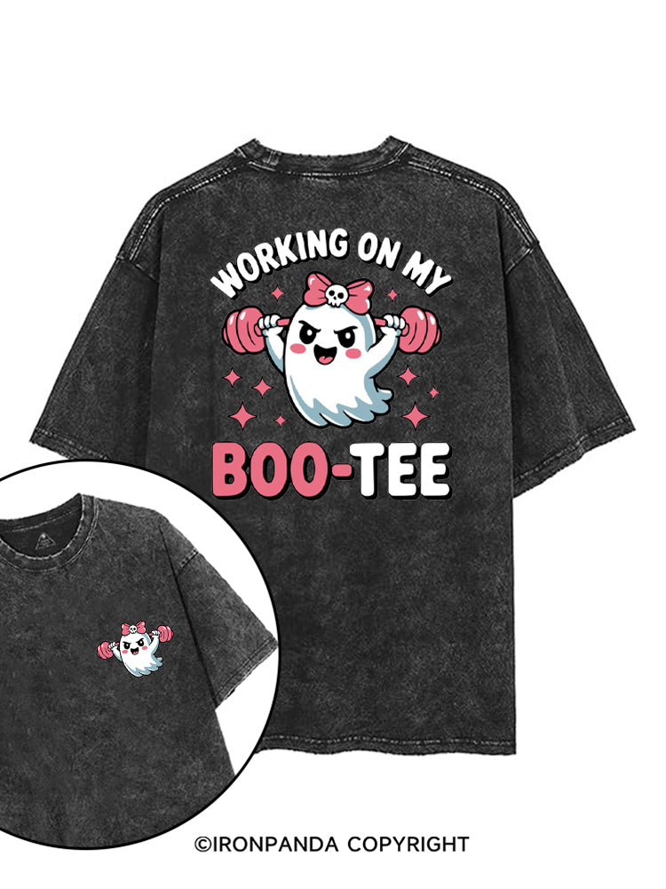 WORKING ON MY BOO-TEE CUTE GHOST printed Gym Shirt
