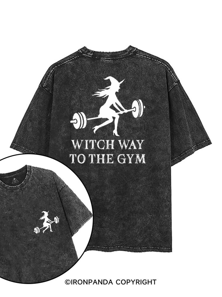 Witch Way To The Gym Funny Halloween printed Gym Shirt