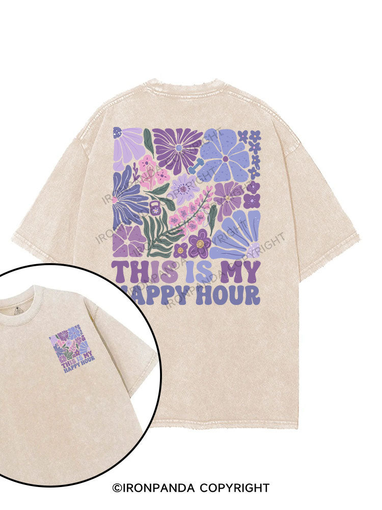 THIS IS MY HAPPY HOUR printed Gym Shirt