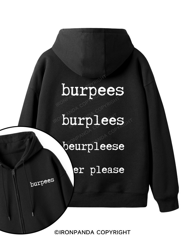 Burpees Double-Sided Printed Fleece Zip Up Hoodie