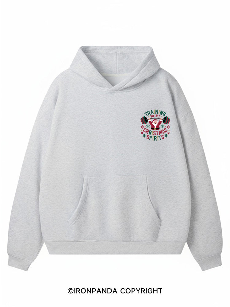 training to lift christmas spirits Premium Fleece Gym Hoodie