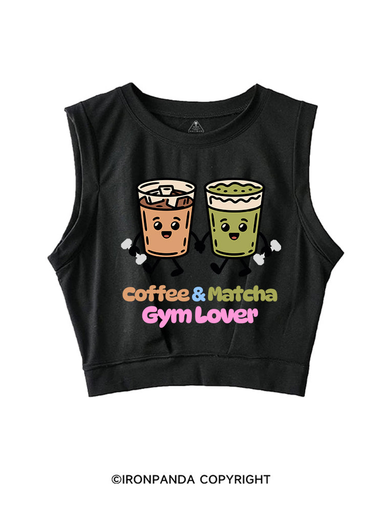 COFFEE & MATCHA GYM LOVER SLEEVELESS CROP TOPS
