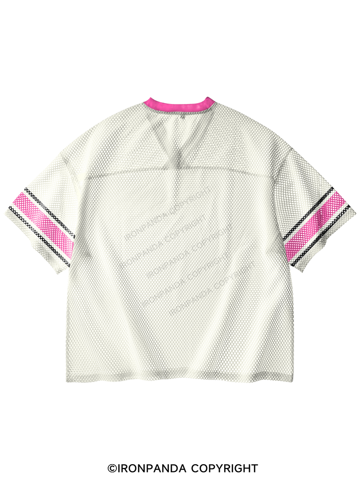 PRETTY GIRLS LIFT HEAVY V-Neck Open Hole Mesh Top