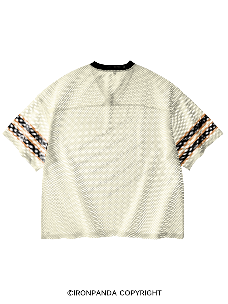 DAMN, MIGHT HAVE TO CALL IN THICC TODAY V-Neck Open Hole Mesh Top