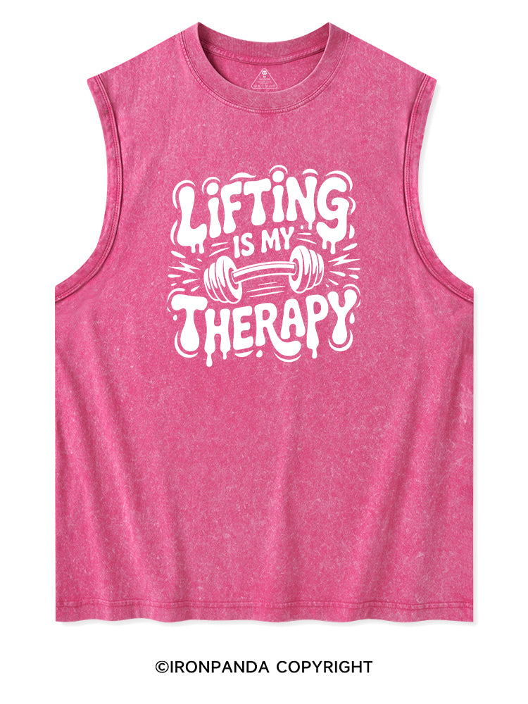 LIFTING IS MY THERAPY POSITIVE GYM VIBE Washed Tank