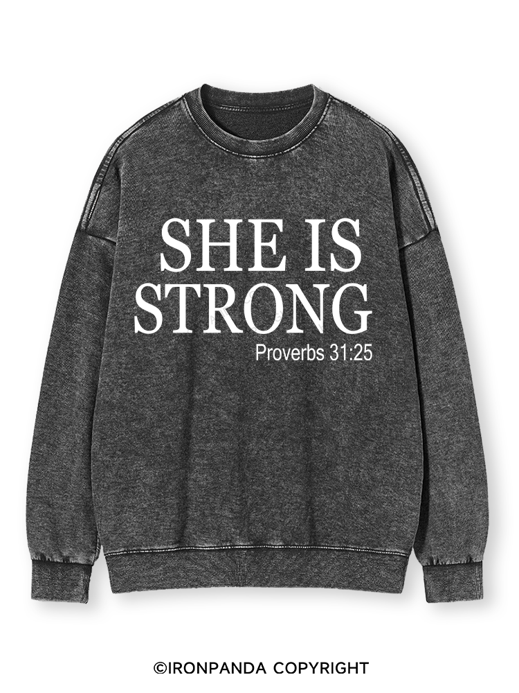 SHE IS STRONG Washed Sweatshirt