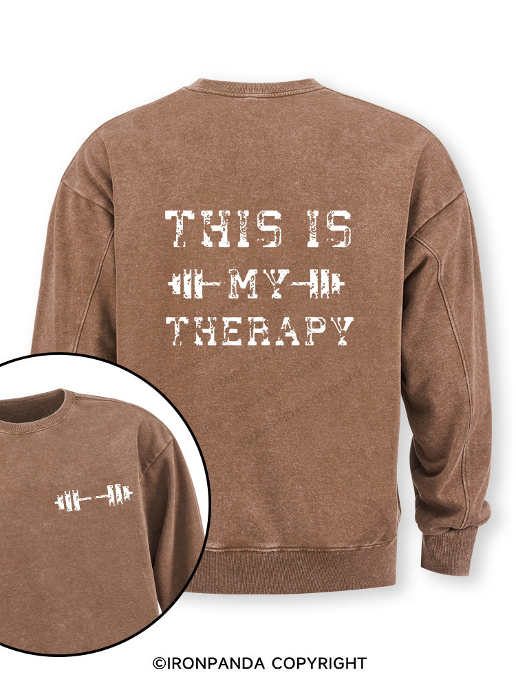 THIS IS MY THERAPY Double-Sided Printed Washed Sweatshirt
