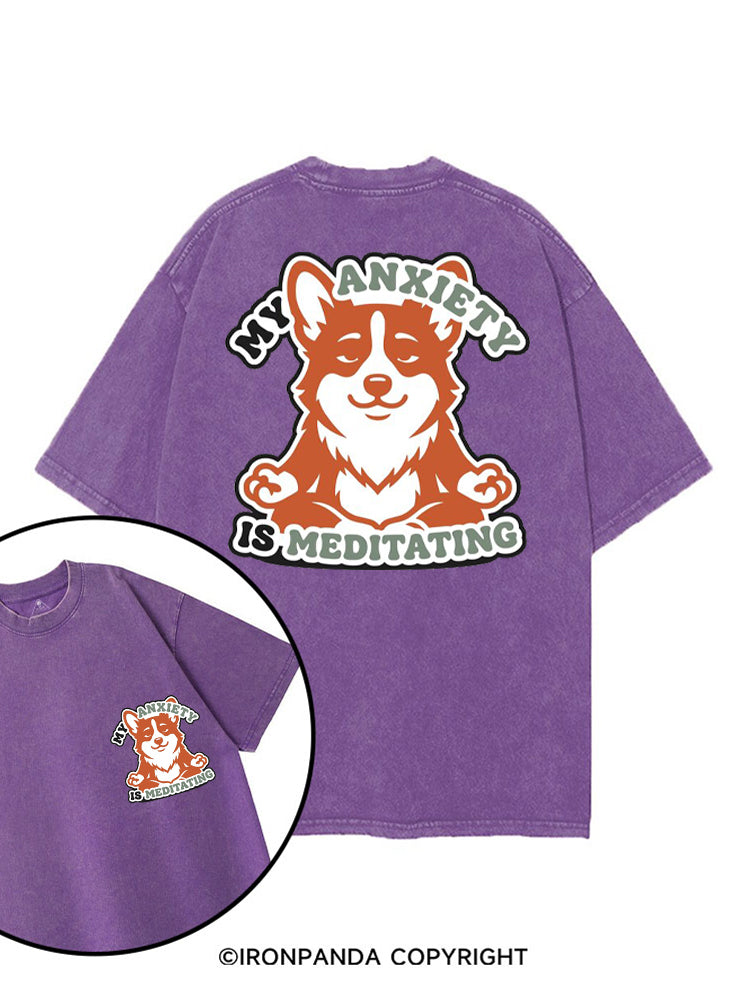 MY ANXIETY IS MEDITATING printed Gym Shirt