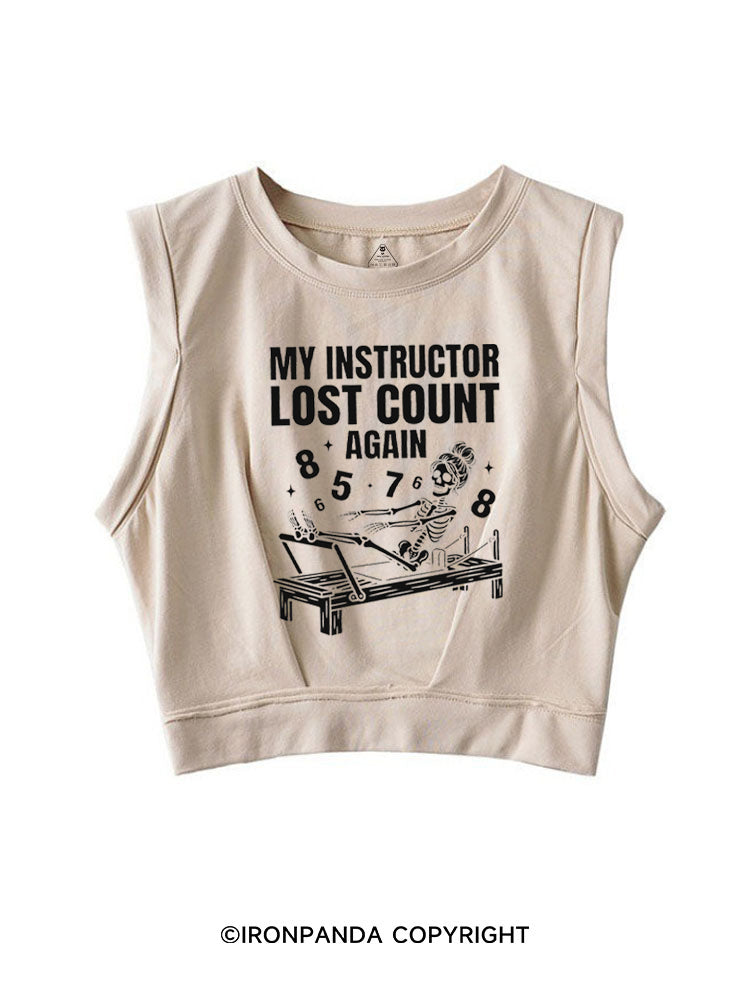 MY INSTRUCTOR LOST COUNT AGAIN SKELETON REFORMER SLEEVELESS CROP TOPS
