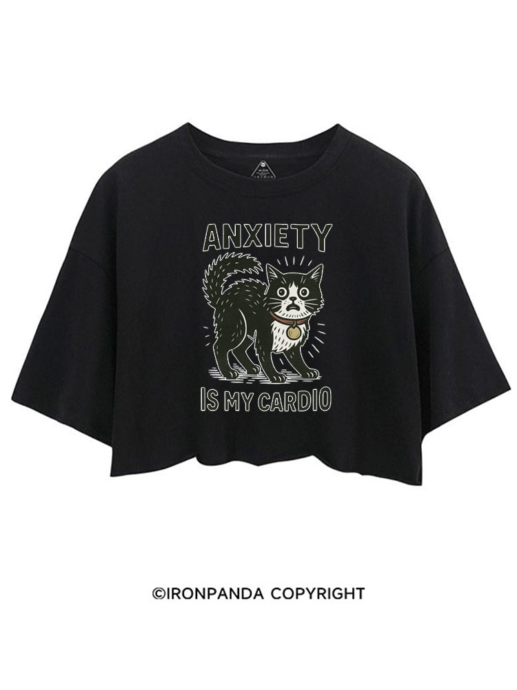 ANXIETY IS MY CARDIO CUTE KITTY CROP TOPS