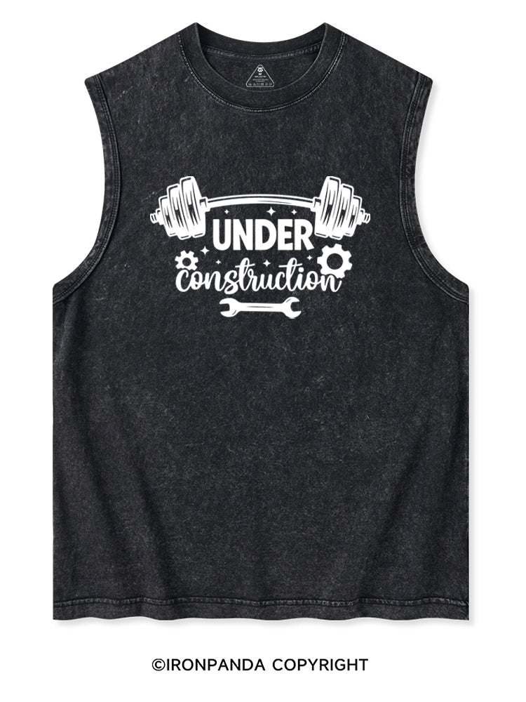 UNDER CONSTRUCTION FUNNY WORKOUT Washed Tank