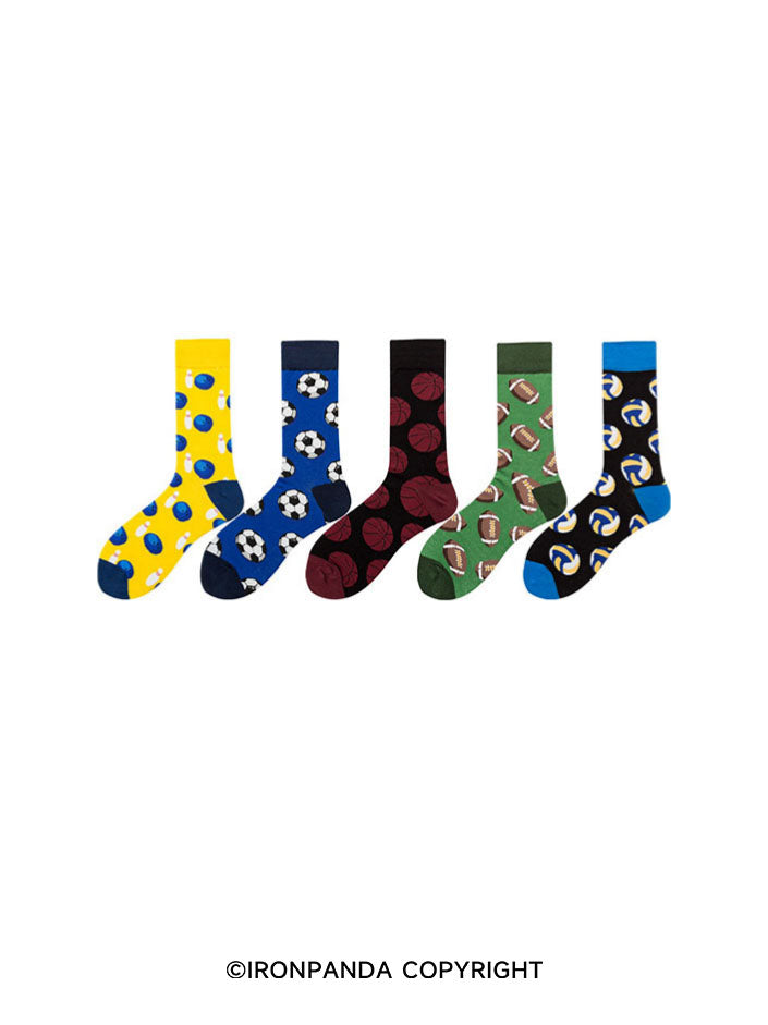 Sports Ball Print High-Top Gym Socks