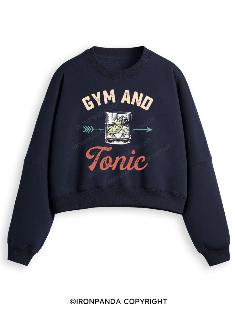 GYM AND TONIC GIN Fleece Crop Sweatshirt
