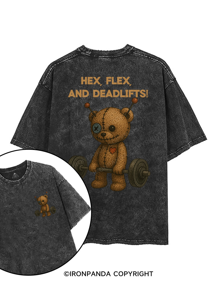 HEX, FLEX, AND DEADLIFTS! printed Gym Shirt