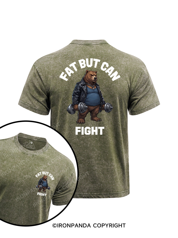 Fat But Can Fight printed Washed Gym Shirt
