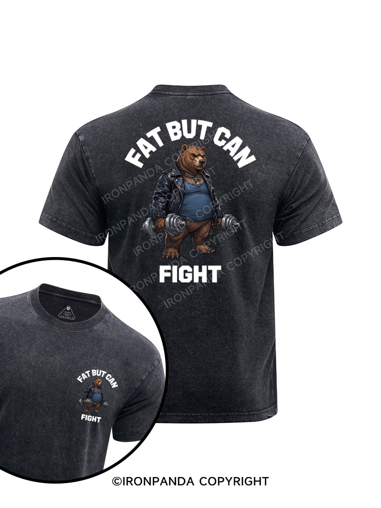 Fat But Can Fight printed Washed Gym Shirt