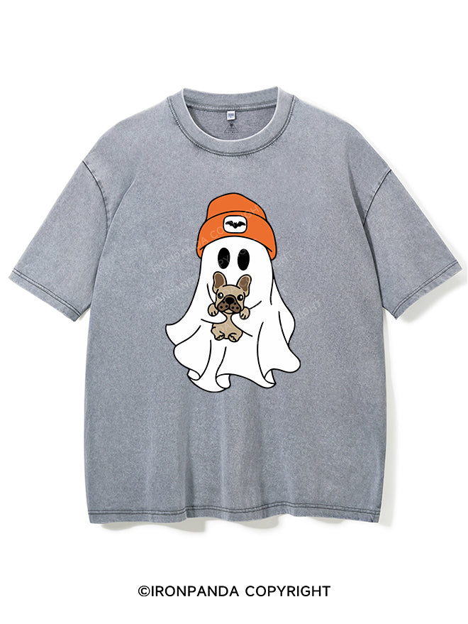 HALLOWEEN GHOST WITH A PUPPY VINTAGE GYM SHIRT