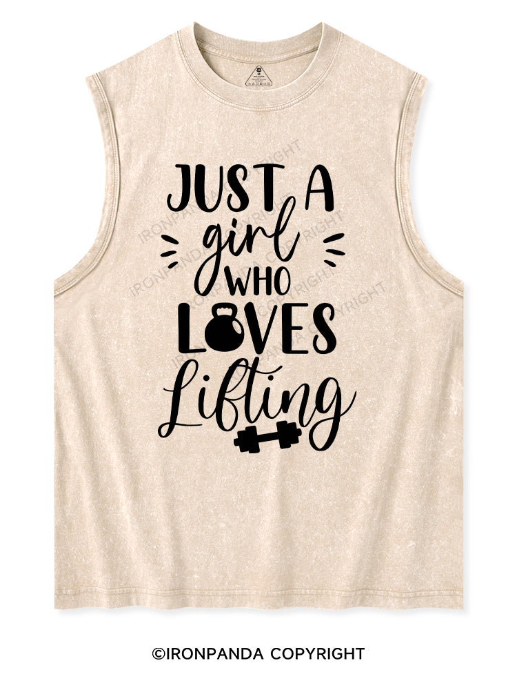 JUST A GIRL WHO LOVES LIFTING Washed Tank