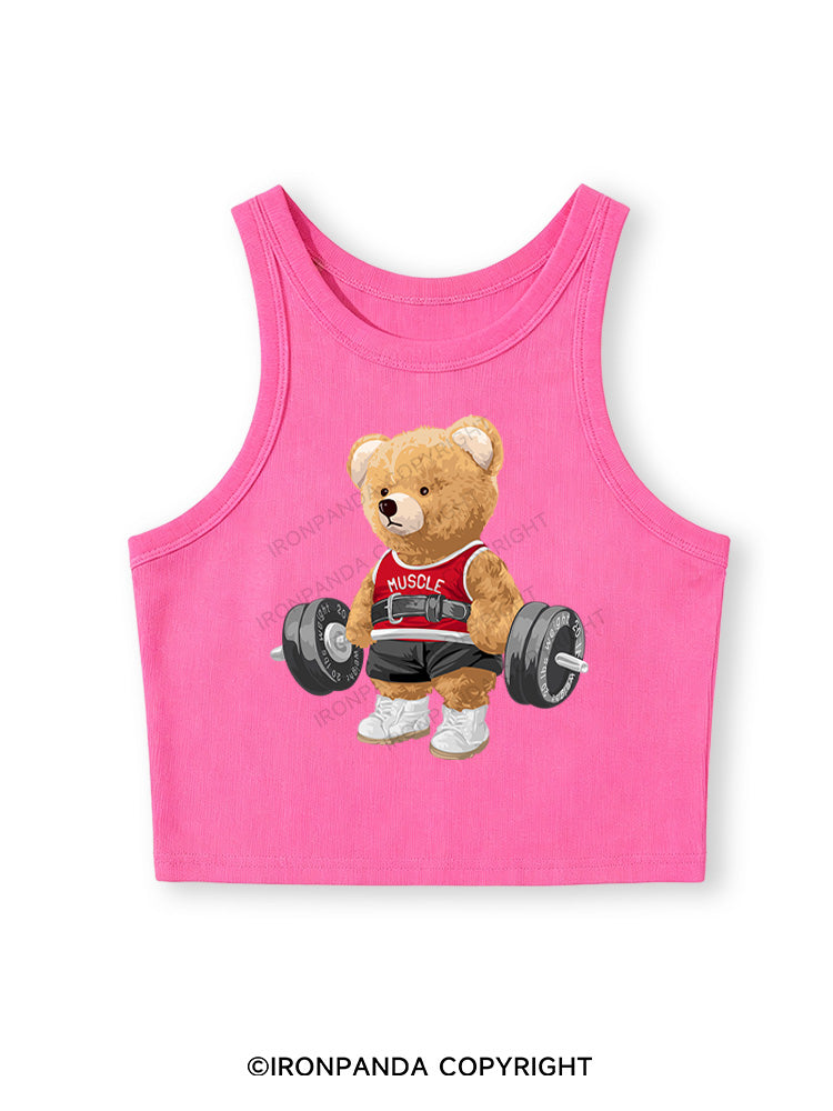 EXERCISE BEAR Fitted Crop Tank Top