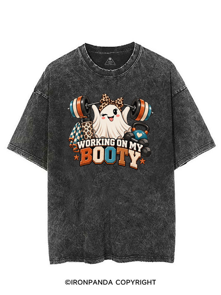 WORKING ON MY BOOTY STRONG PRETTY GHOST VINTAGE GYM SHIRT