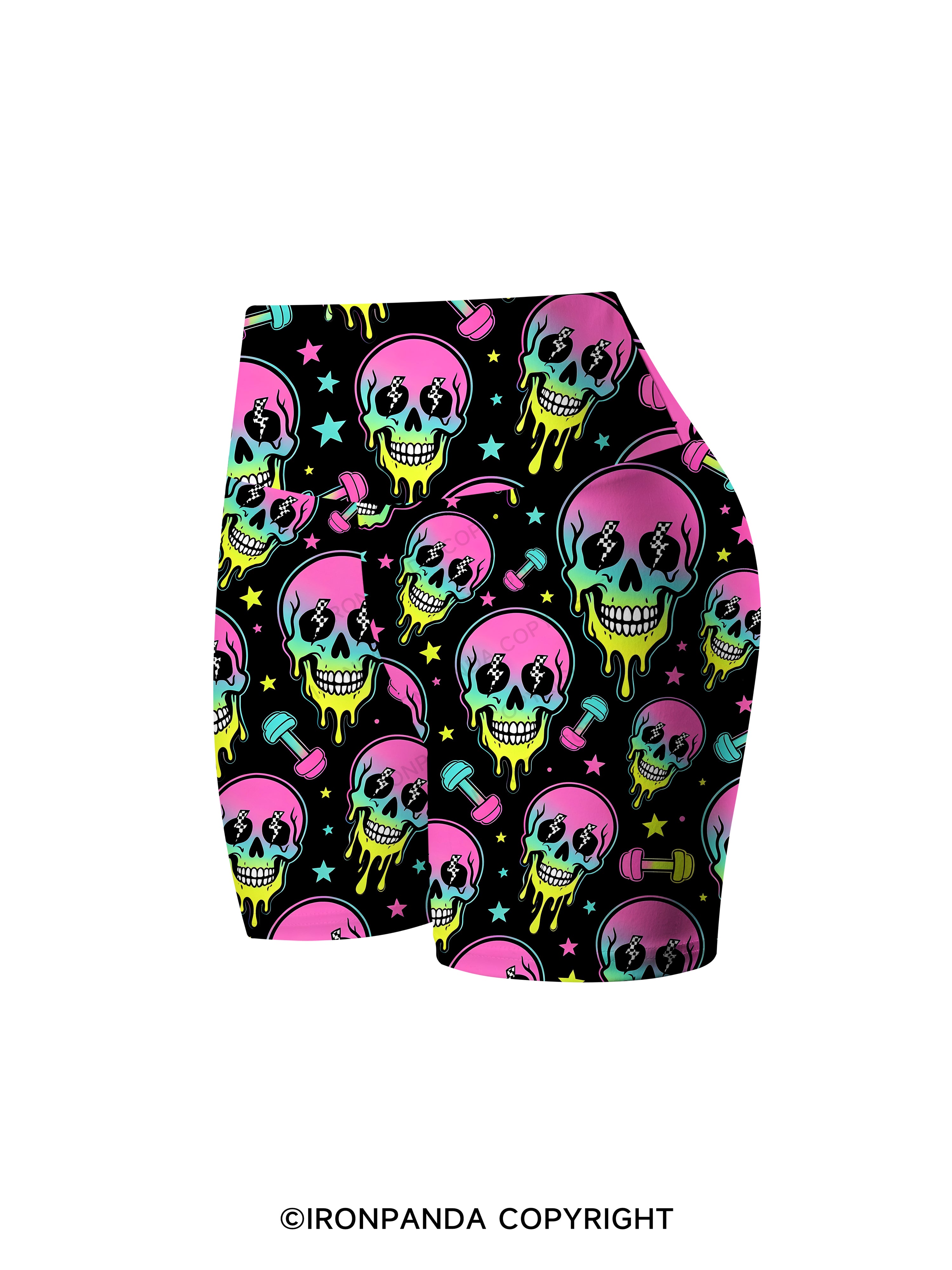 Skull Gym Gains Printed Yoga Cycling Shorts