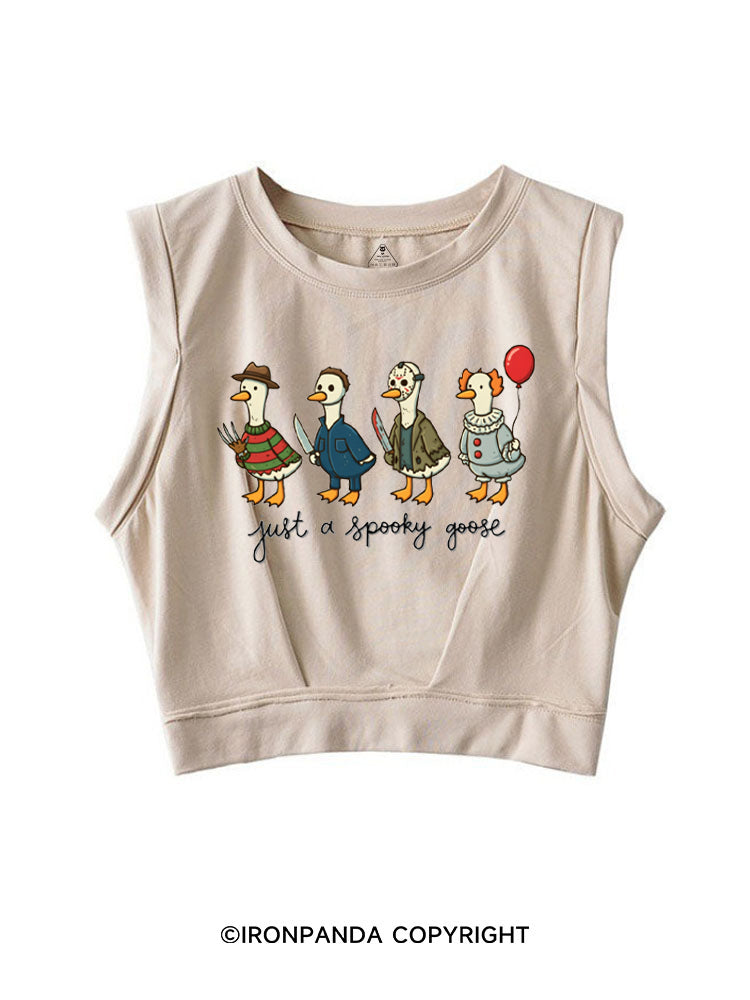 Spooky Goose just a spooky goose SLEEVELESS CROP TOPS