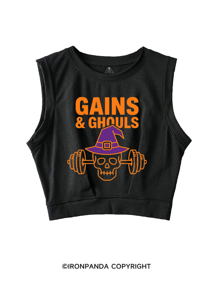 GAINS & GHOULS SKELETON SLEEVELESS CROP TOPS