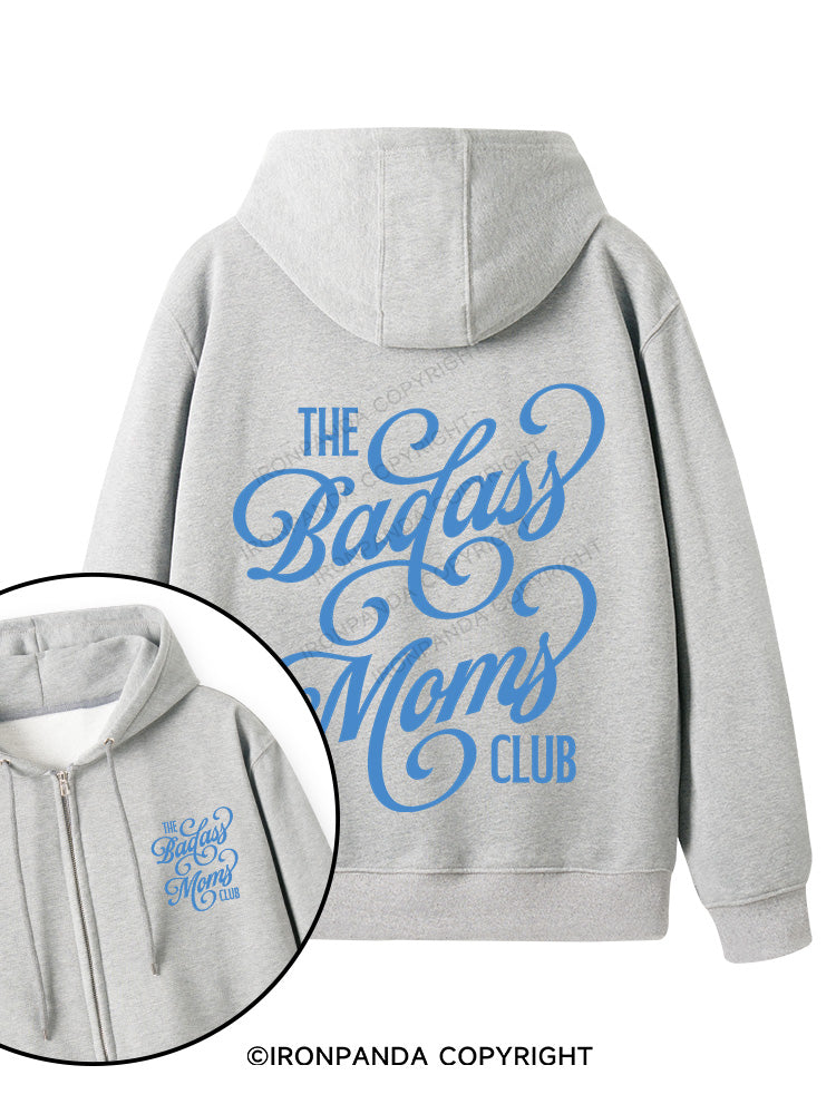 THE BADASS MOMS CLUB Double-Sided Printed Fleece Zip Up Hoodie