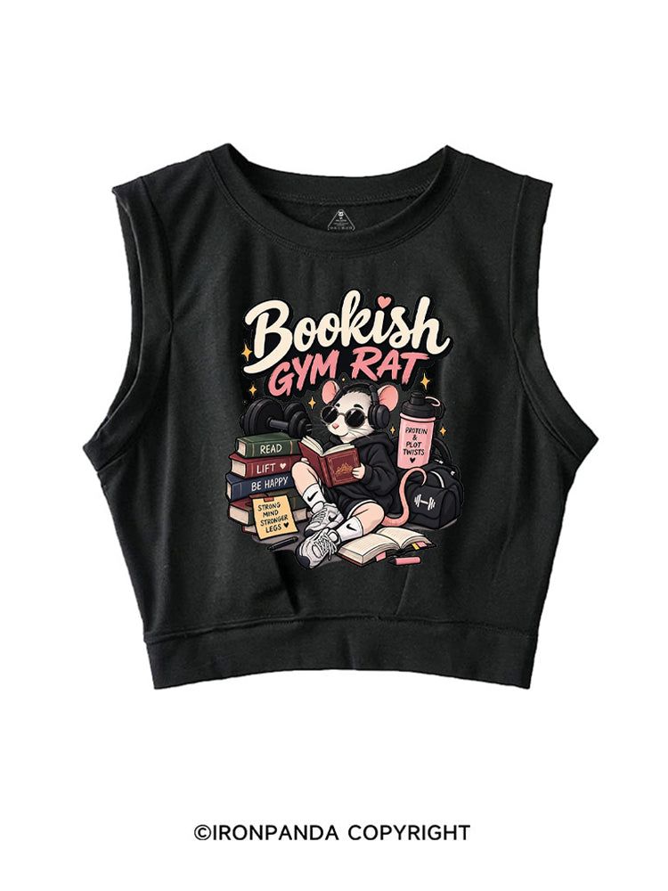 BOOKISH GYM RAT SLEEVELESS CROP TOPS