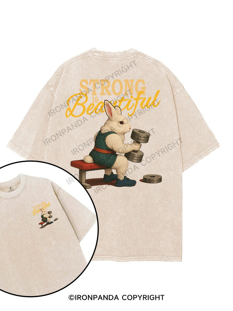 STRONG IS BEAUTIFUL printed Gym Shirt