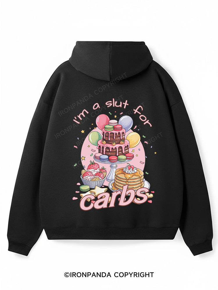 i'm a slut for carbs Premium Fleece Gym Hoodie