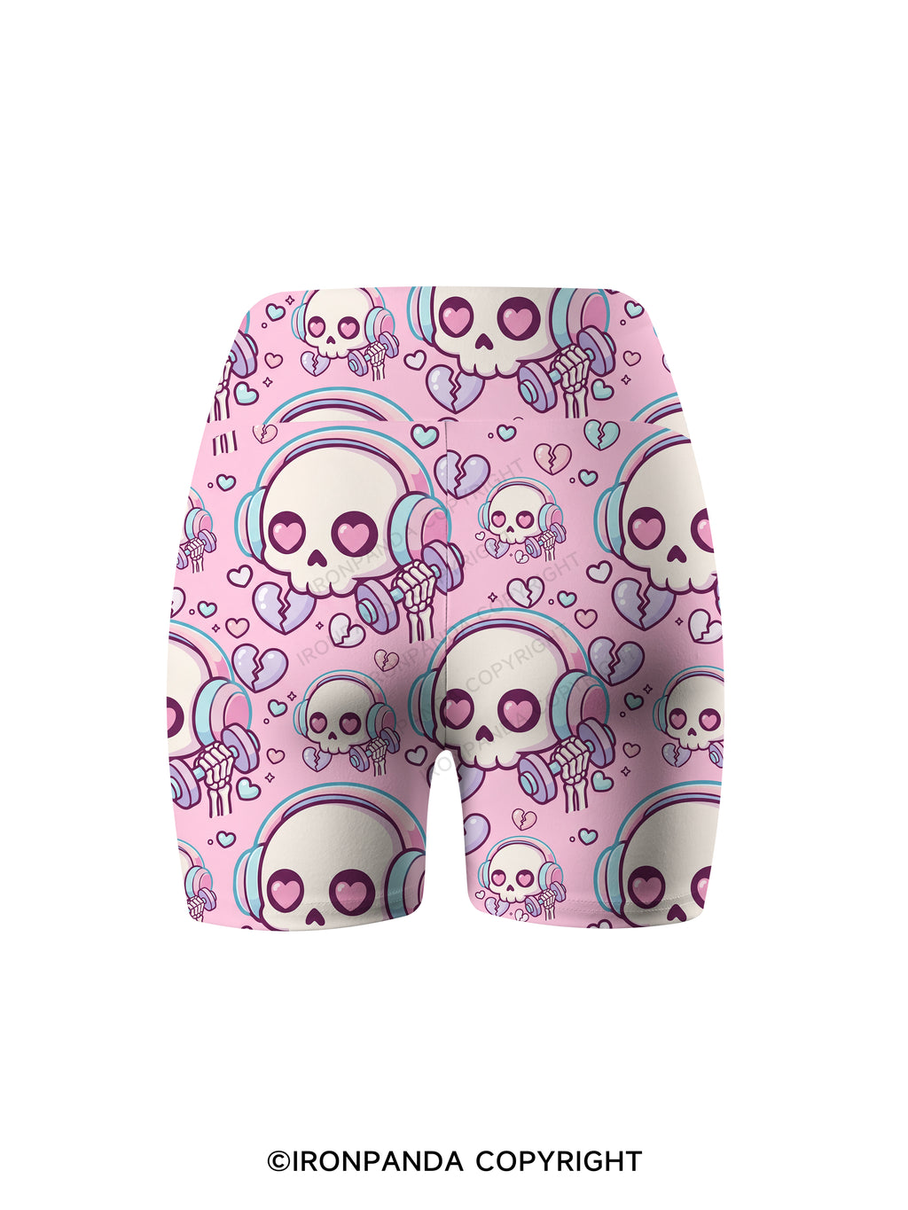 Skull Heart Beats Printed Yoga Cycling Shorts