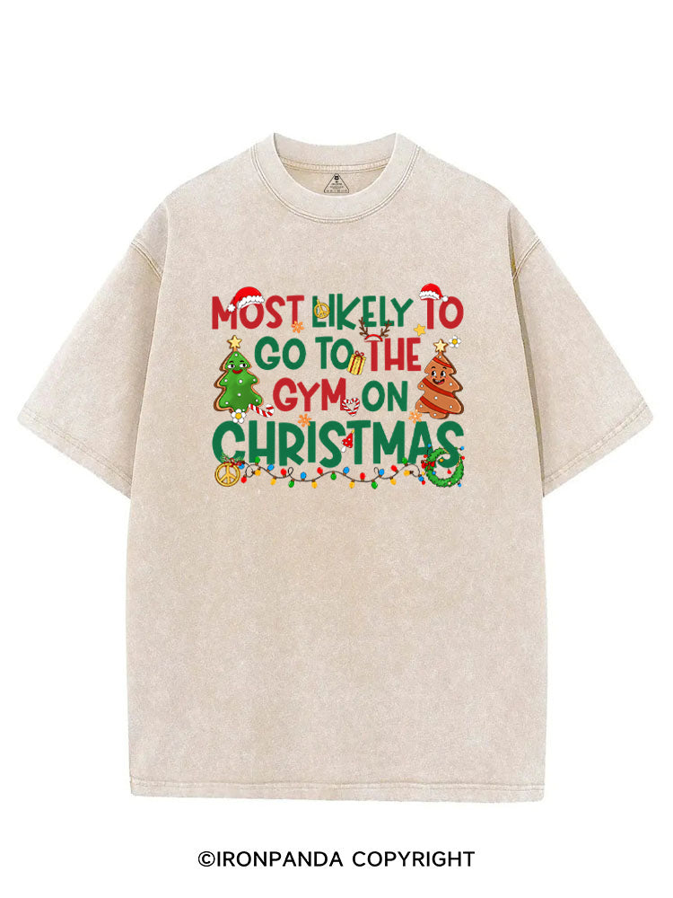 Most Likely To Go To The Gym On Christmas Funny VINTAGE GYM SHIRT