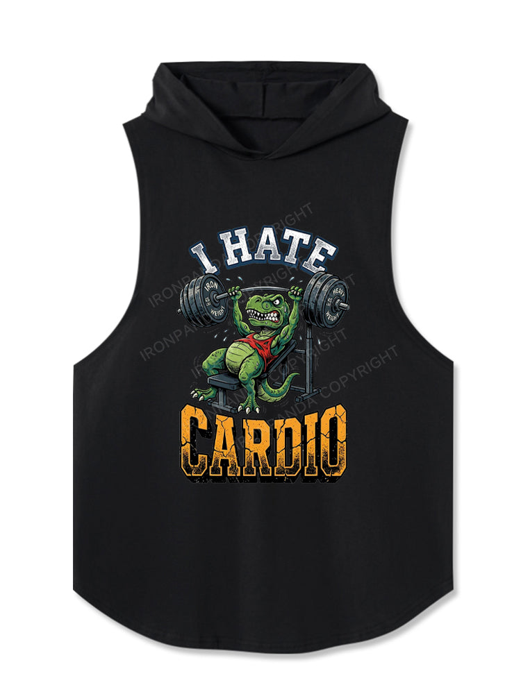Funny T-Rex I Hate Cardio Hooded Tank