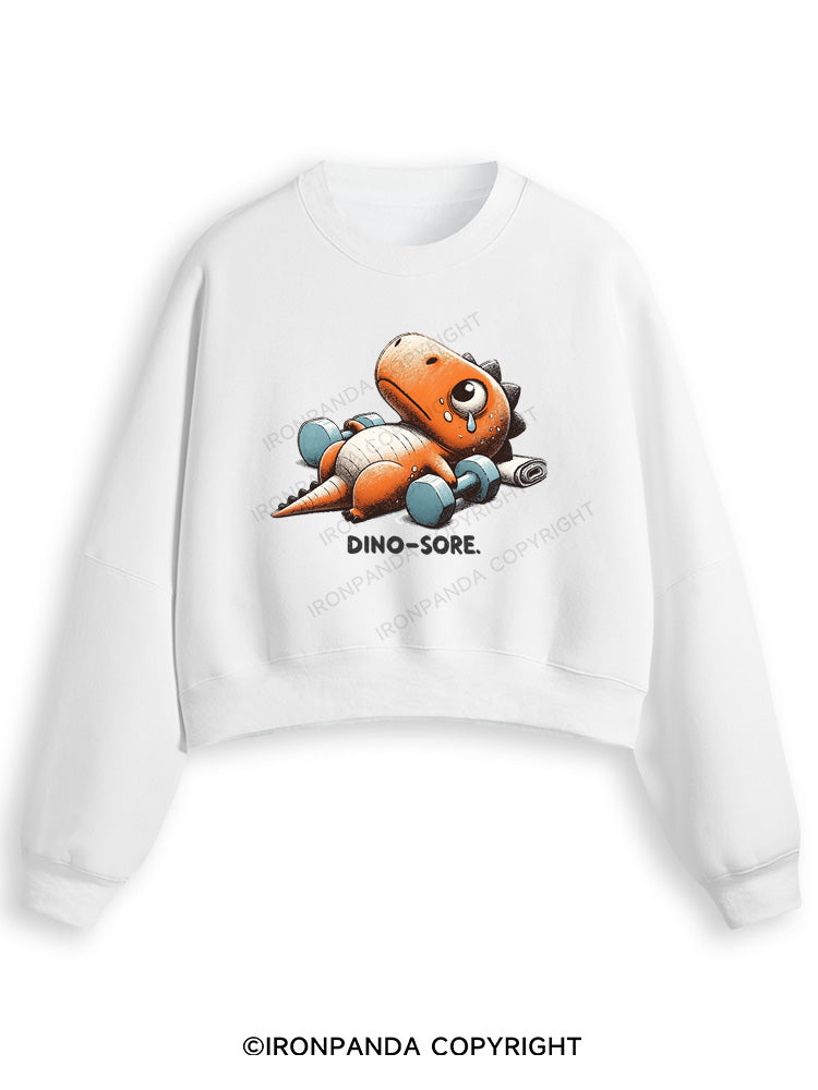 DINO-SORE AFTER WORKOUT Fleece Crop Sweatshirt
