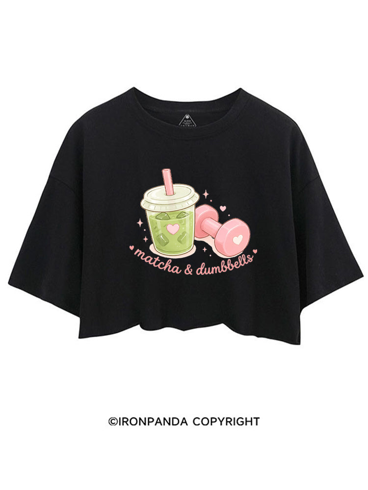 MATCHA & DUMBBELLS MATCHA GYM LOVER CROP TOPS