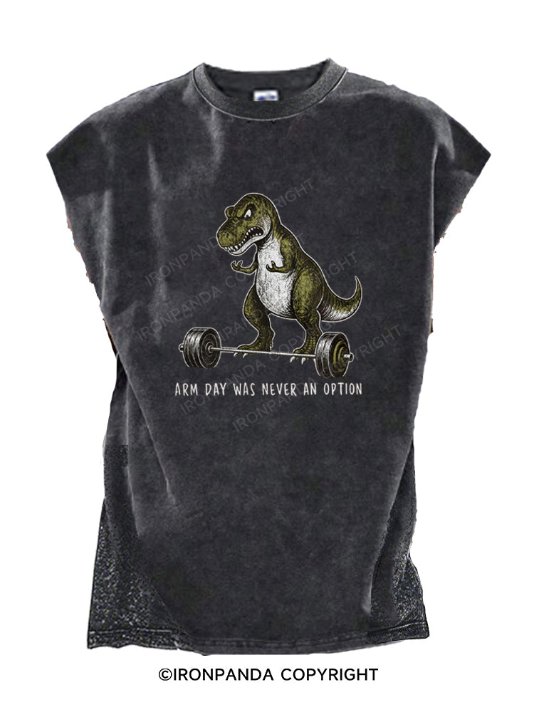 Arm Day Was Never an Option T-Rex Cut Off Tank