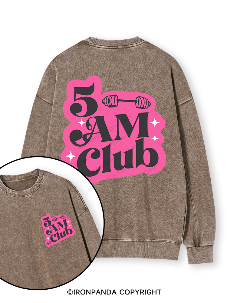 5 AM Club Double-Sided Printed Washed Sweatshirt