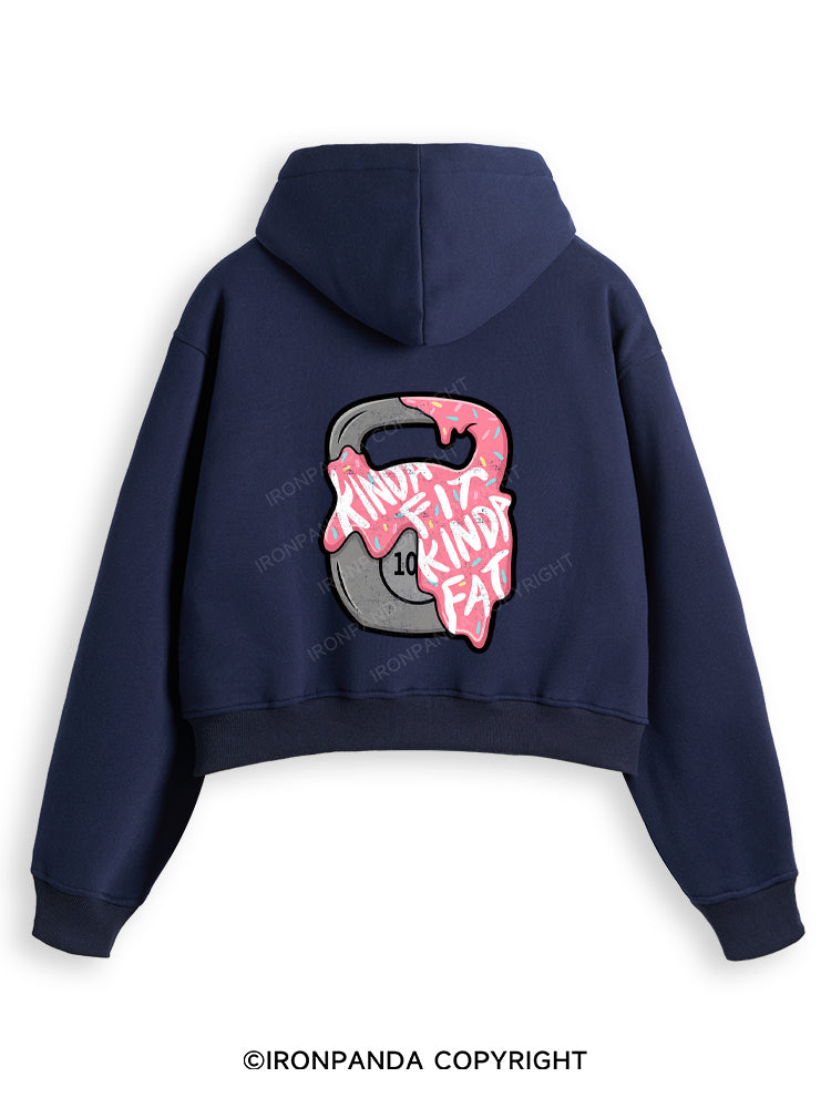 kinda fit sorta fat donut Fleece Crop Zip Up Hoodie