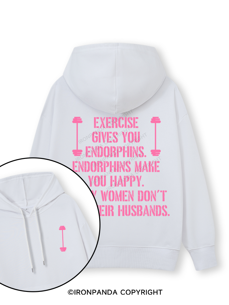 EXERCISE GIVES YOU ENDORPHINS PINK Double-Sided Printed Classic Gym Hoodie