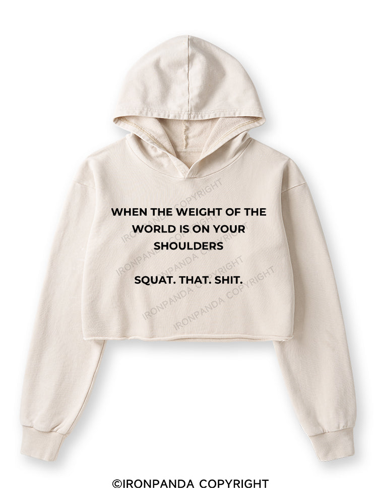 SQUAT. THAT. SHIT Washed Crop Hoodie