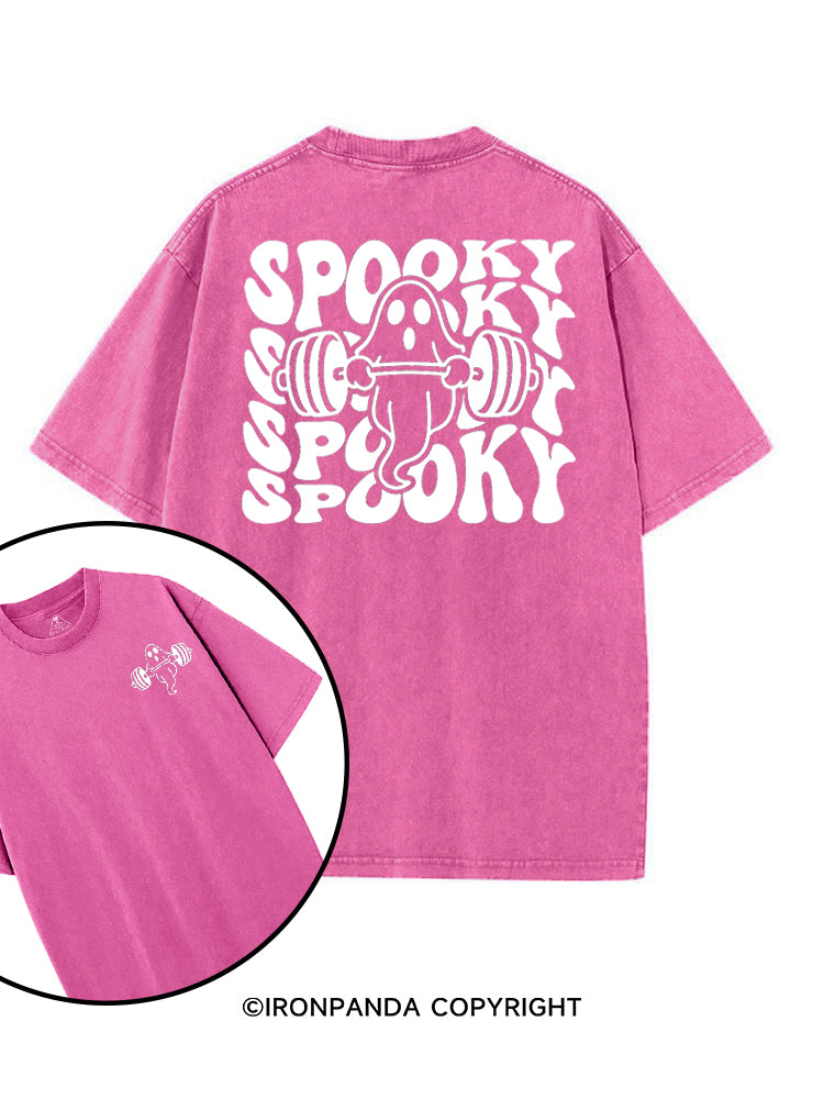 SPOOKY SPOOKY CUTE WEIGHTLIFTING GHOST printed Gym Shirt