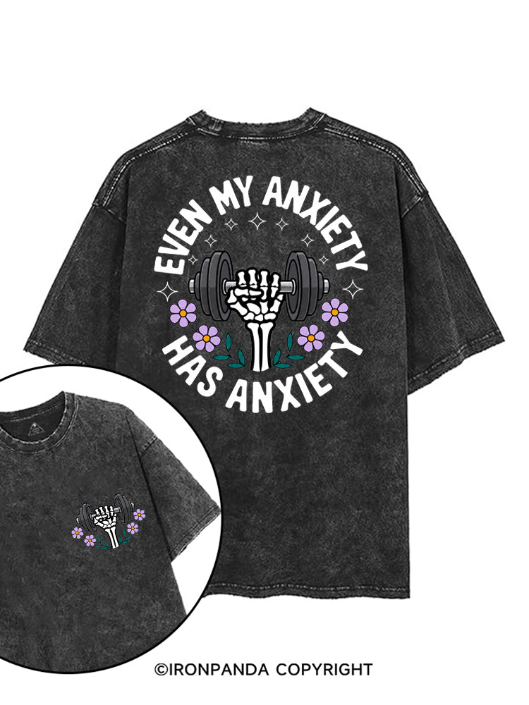 EVEN MY ANXIETY HAS ANXIETY SKELETON printed Gym Shirt