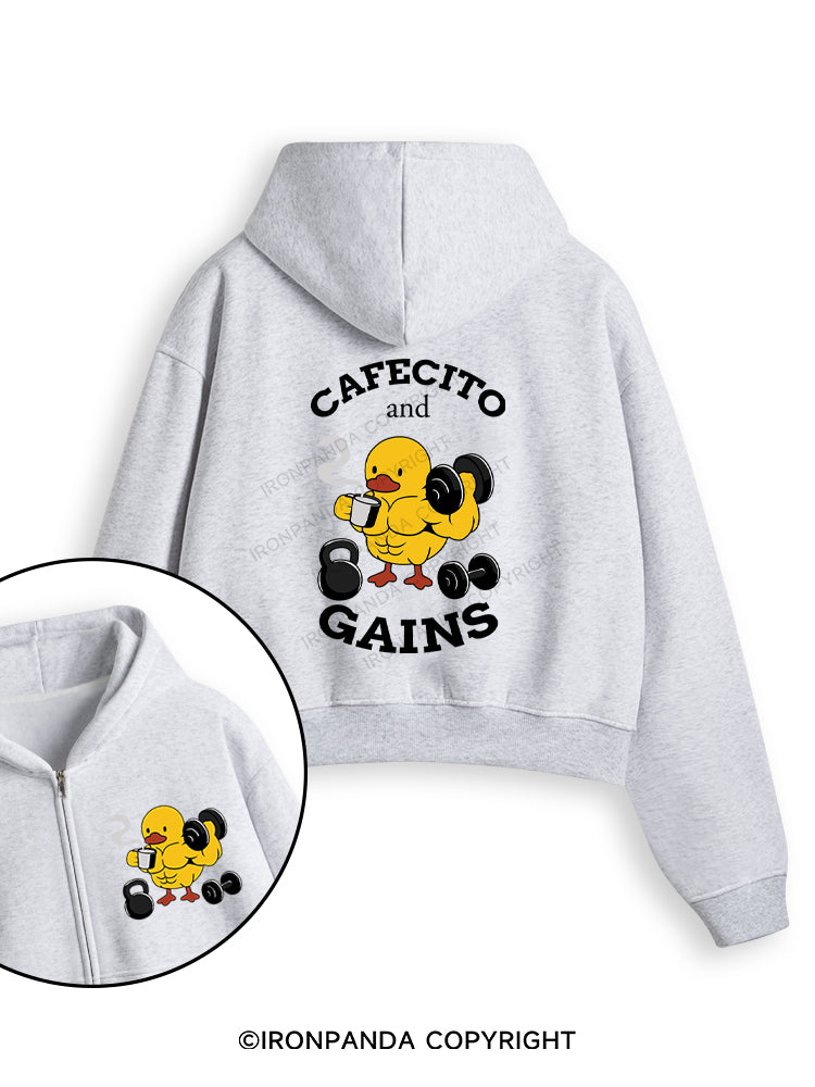 CAFECITO AND GAINS Fleece Crop Zip Up Hoodie